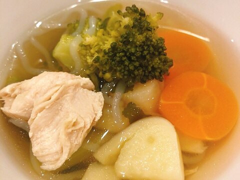 彩り野菜とささみの生姜スープ